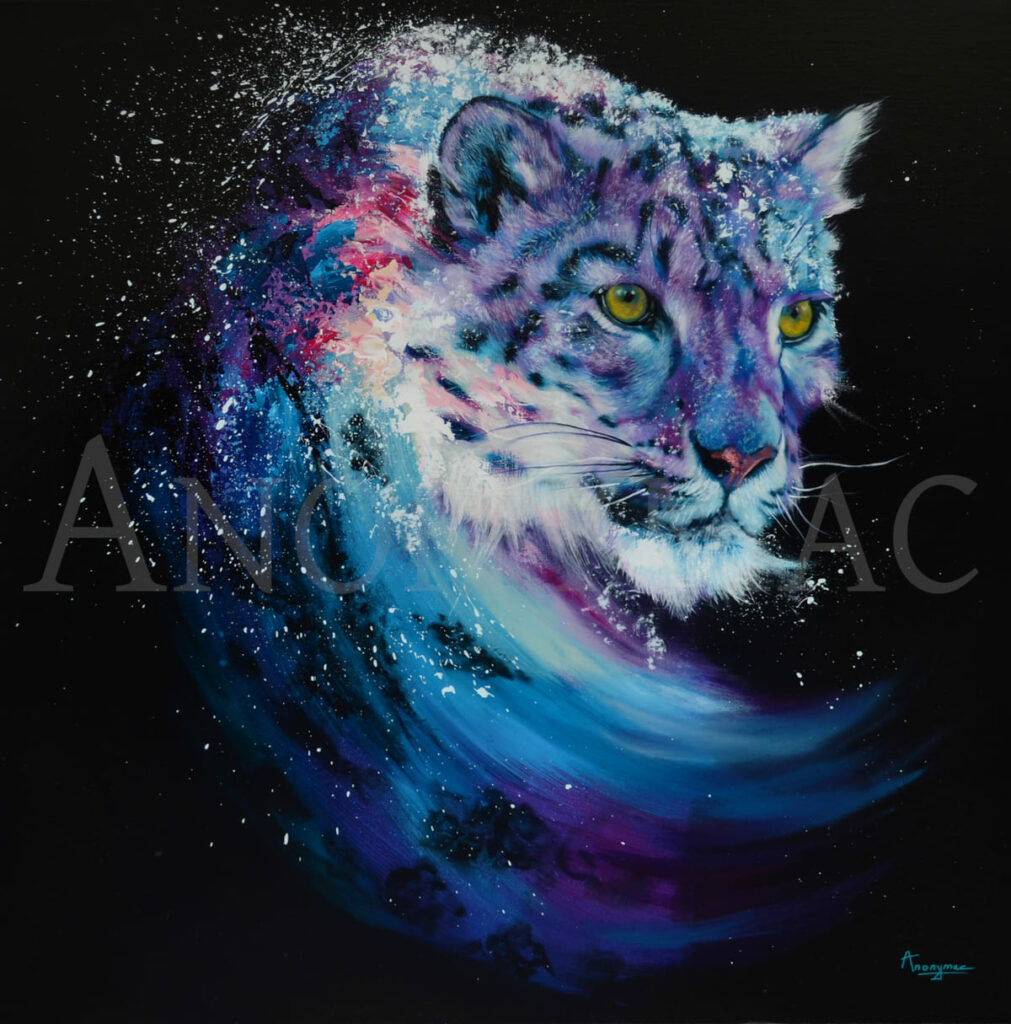 Peinture-animaux-leopard des neiges