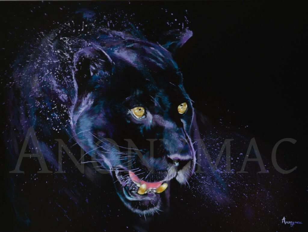 Peinture-animaux-panthere noire