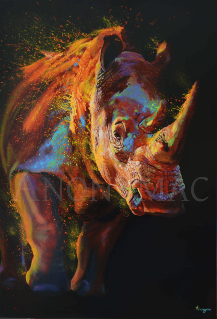 Peinture-animaux-rhinoceros