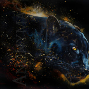 Panthère noire réaliste en peinture animalière à l'acrylique