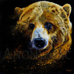 Ours réaliste en peinture animalière à l'acrylique