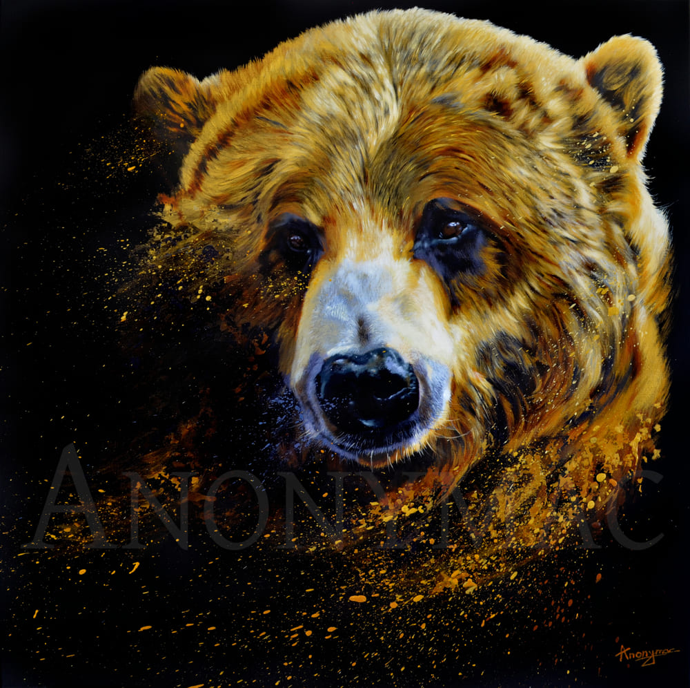 Ours réaliste en peinture animalière à l'acrylique